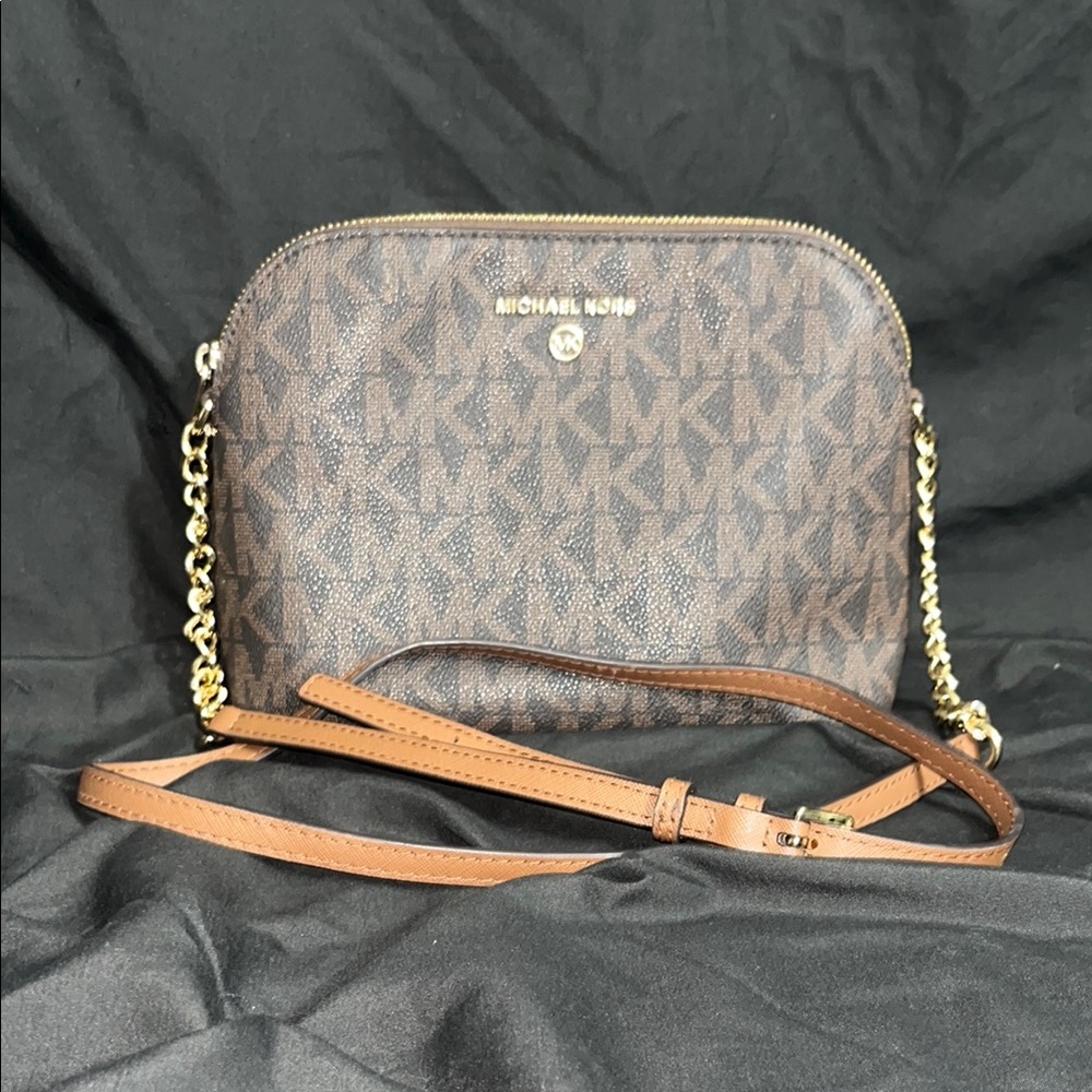 Michael Kors Brown and Gold Crossbody Bag with Signature Style
